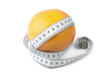 orange and measuring tape isolatedの写真素材