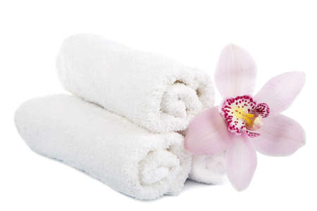 flower and towelsの写真素材