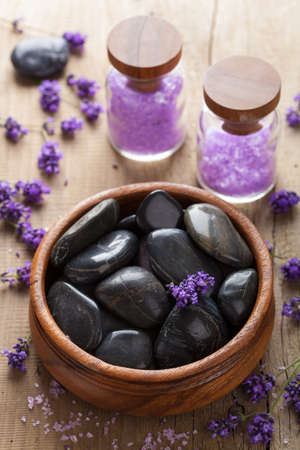spa stones salt and lavenderの写真素材