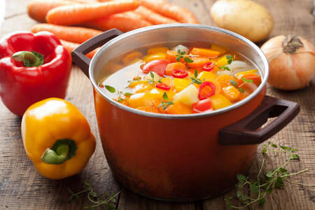 vegetable soup in pot vegetable soup in pot