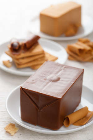 Norwegian brunost cheeseの写真素材