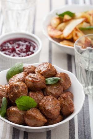 meatballs with potatoes and lingon jam
