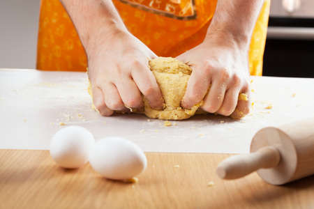 man hands kneading a dough