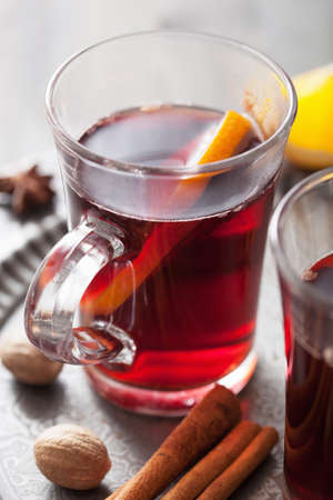 mulled wine with orange and spices