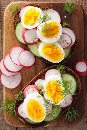 sandwich with egg radish cucumberの写真素材