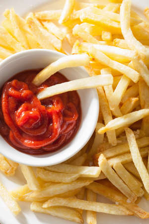 french fries with ketchupの写真素材