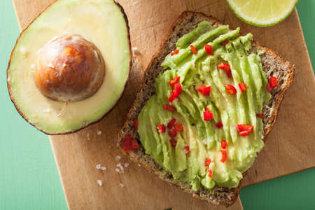 healthy wholegrain bread with avocado lime chili