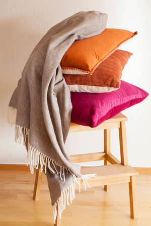 colorful cushion throw cozy home moodの写真素材