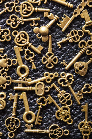 steampunk old vintage metal keys backgroundの写真素材