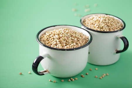 raw green buckwheat healthy ingredientの写真素材