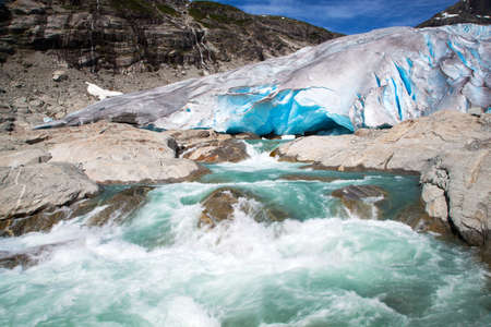 Nigardsbreen glacier in summer, Norwayの写真素材