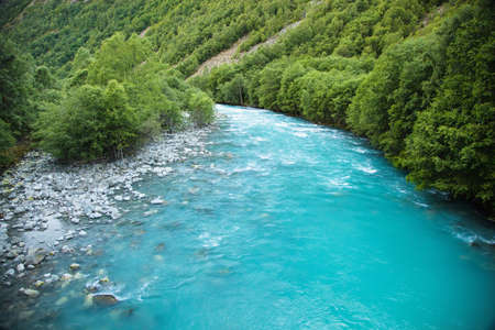 green Utla river in Utladalen, Norwayの写真素材
