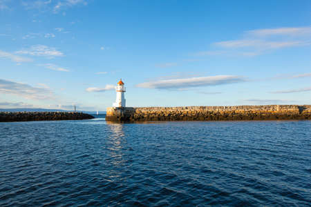 summer view of a lighthouse in Trondheimの写真素材