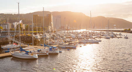 view of a marina in Trondheimの写真素材