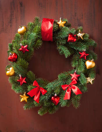 christmas winter decoration wreath fir tree starの写真素材