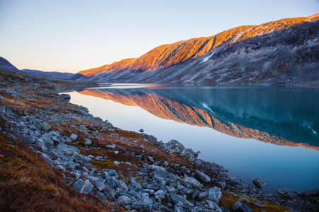 lake at Gamle Strynefjellsvegen, National tourist road, Norwayの写真素材