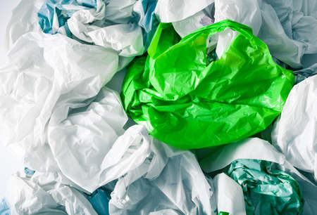 Disposable plastic bag, waste, recycling, environmental issuesの写真素材