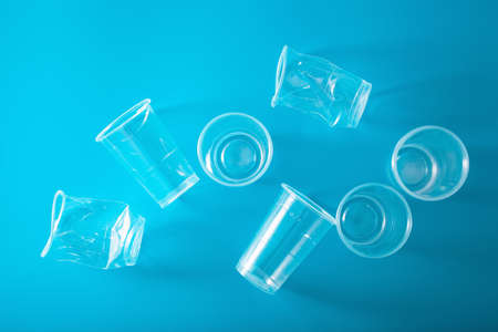 single use plastic cup. concept of recycling plastic, plastic wasteの写真素材