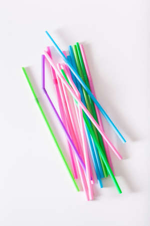 Single use plastic drinking strawsの写真素材