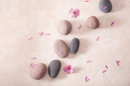 spa stones flat lay massage relax treatmentの写真素材