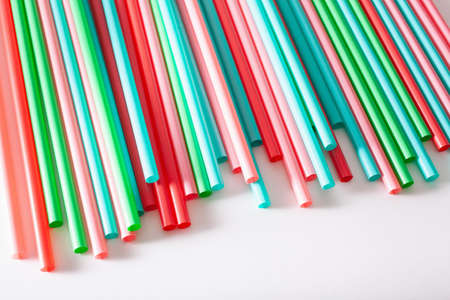 Single use plastic drinking strawsの写真素材