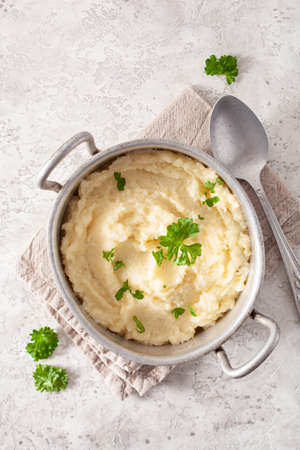 mashed cauliflower with butter. ketogenic paleo diet side dishの写真素材