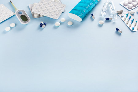 pills capsule medicine. medical treatment for disease flu virusの写真素材