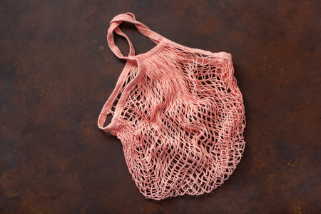 reusable mesh cotton shopping bag, plastic free zero waste conceptの写真素材