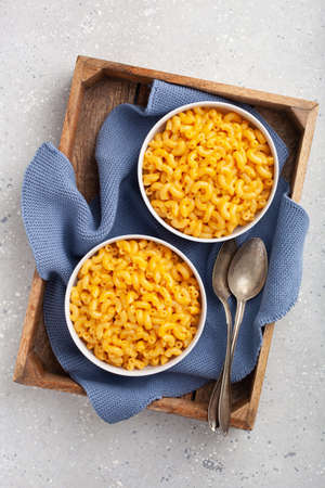 American creamy macaroni and cheese pastaの写真素材