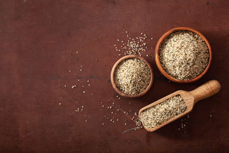 hulled hemp seeds, healthy superfood supplementの写真素材