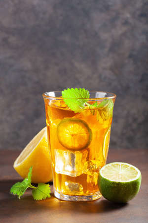 ice tea with lemon and mintの写真素材