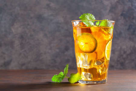 ice tea with lemon and mintの写真素材