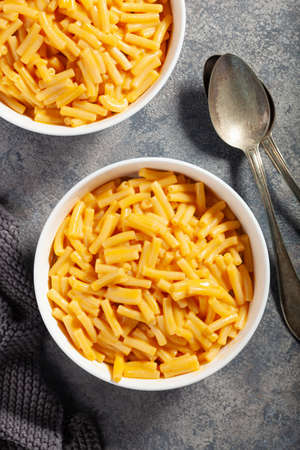American creamy macaroni and cheese pastaの写真素材