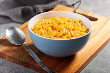 American creamy macaroni and cheese pastaの写真素材