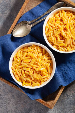 American creamy macaroni and cheese pastaの写真素材