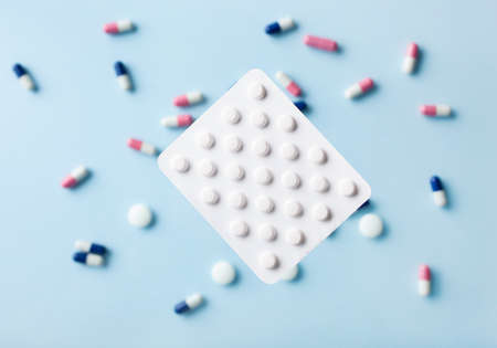 flying pill tablet capsule levitation medicine. medical treatment for disease flu virusの写真素材