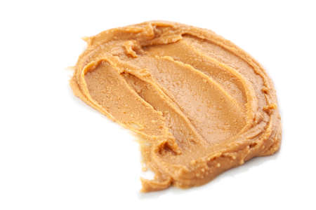 peanut butter on white background isolatedの写真素材