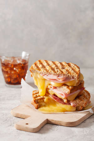grilled ham and cheese sandwichの写真素材