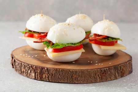 blt egg sandwich with cheese bacon lettuce. healthy keto low carb dietの写真素材