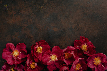 beautiful pink dog rose flowers backgroundの写真素材