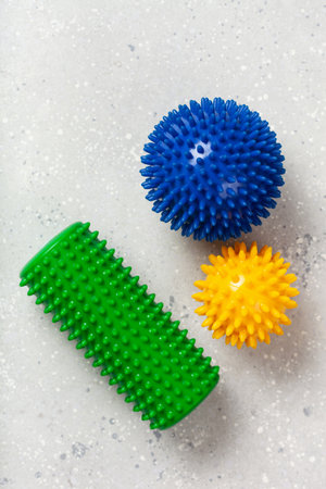 massage rubber balls for self massage and reflexologyの写真素材