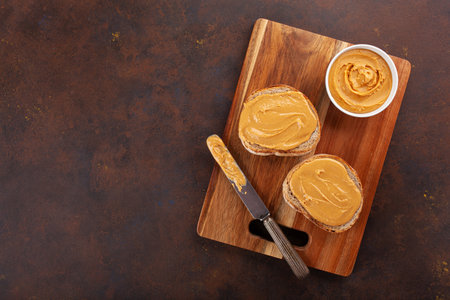 smooth peanut butter bread toast, healthy traditional sandwich