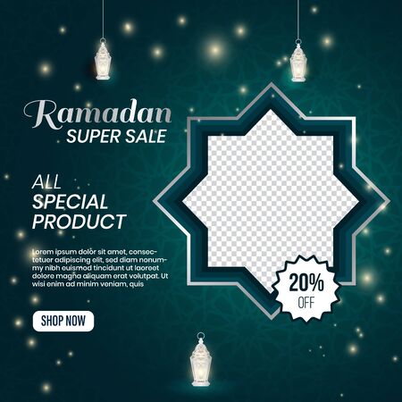 Ramadan Kareem Social Media Banner Template Designのイラスト素材
