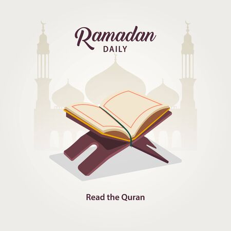 Qur'an Mushaf Illustration Vector Design. every day read the Quran in Ramadanのイラスト素材