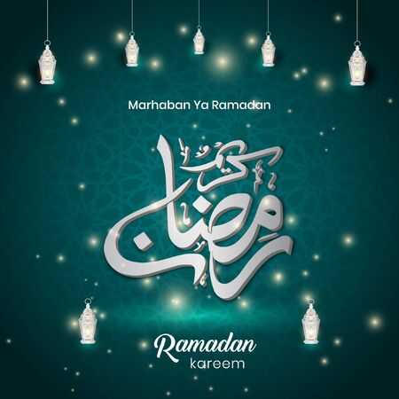 Ramadan Kareem. Marhaban Ya Ramadan Islamic holy day design vectorのイラスト素材