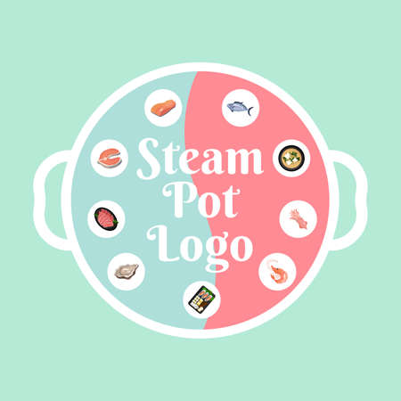 Steam Pot top view Vector illustration. Steam Pot Logo Designのイラスト素材