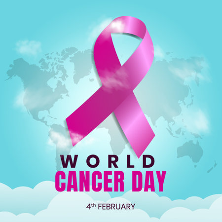 4 february world cancer day vector. blue sky background designのイラスト素材