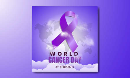 4 February world cancer day vector. purple gradient background design