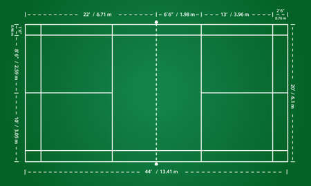 Badminton field indoor with size area detailのイラスト素材