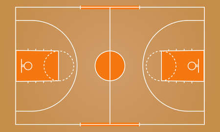 Basketball court floor with wooden color background designのイラスト素材